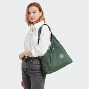 Kipling Misty Olive Green Olina Shoulder Bag With Tassel Gorilla Keychain